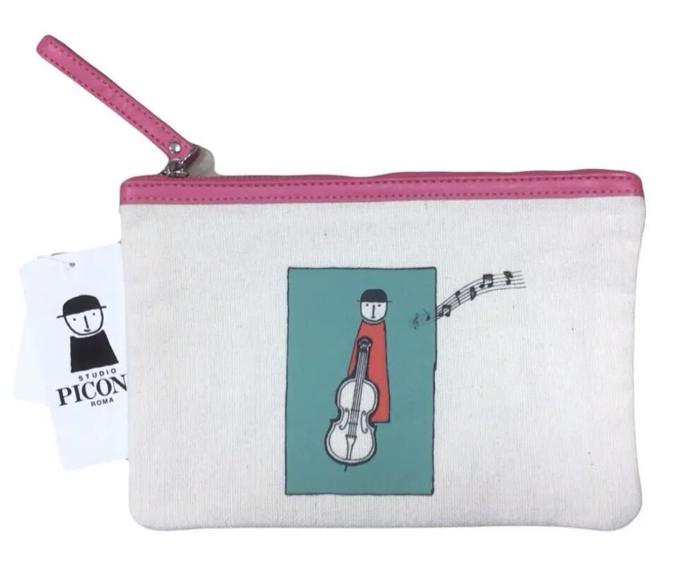 ピッコーネ ポーチ ベイジュxピンク 16x23拍卖