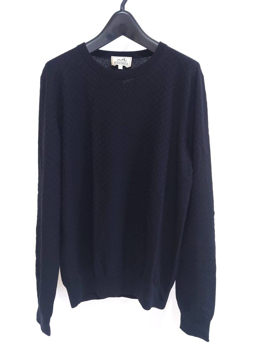 国内正規品 HERMES エルメス クルーネック ニット 長袖 トップス ブラック L Y-328582拍卖