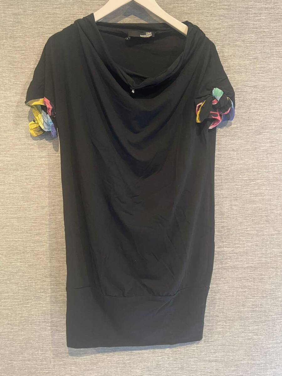 美品半袖LOVE MOSCHINOワンピースチュニックラブモスキーノロゴ拍卖