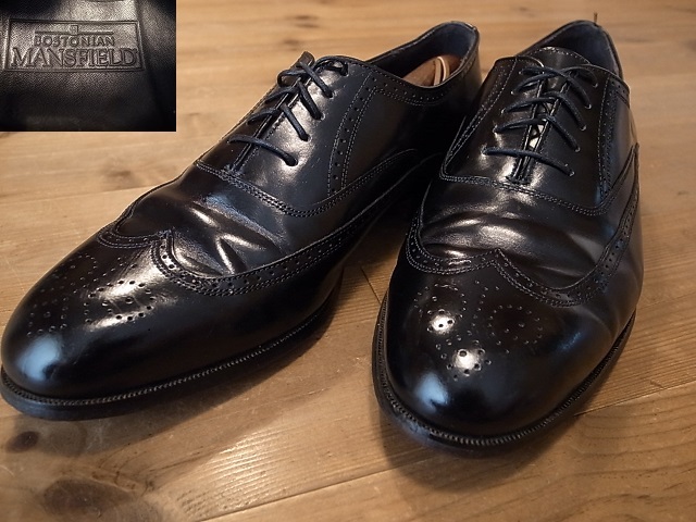 USA製 BOSTONIAN ボストニアン MANSFIELD 革靴 ウィングチップ レザーシューズ 黒 サイズ 11M 約29㎝拍卖