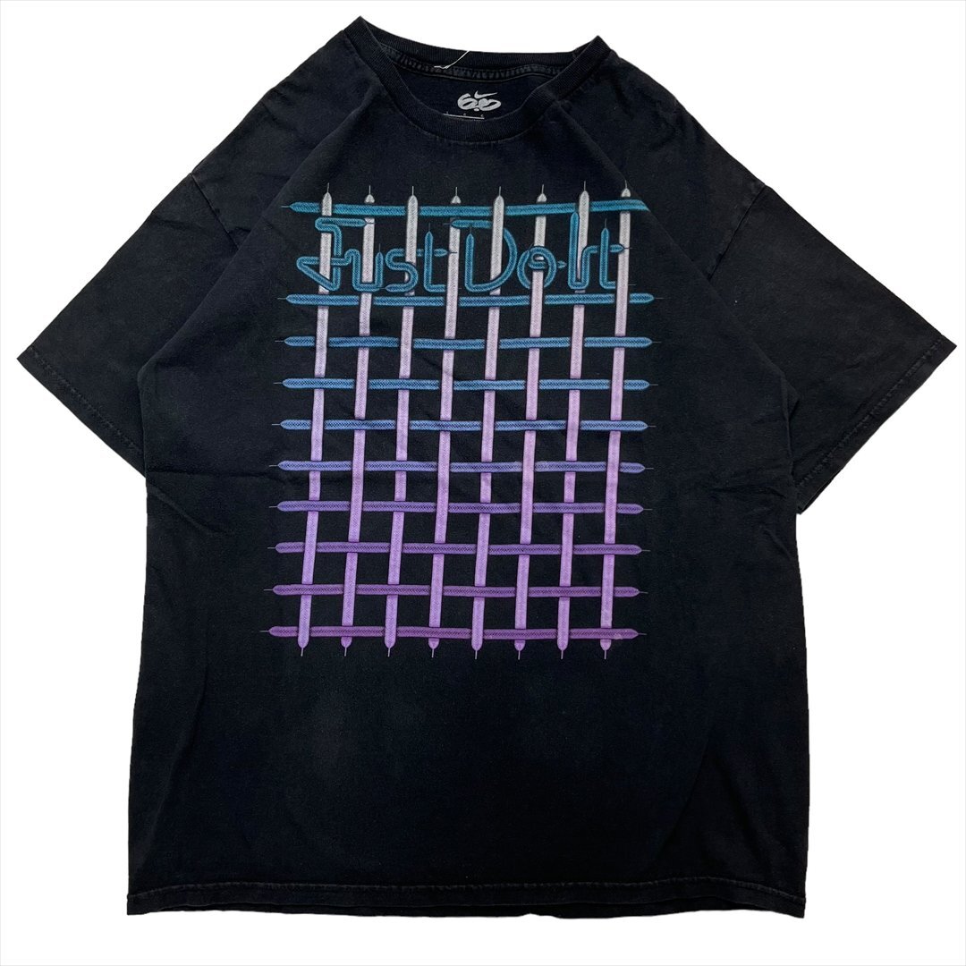 ナイキ Tシャツ 半袖 ブラック NIKE 古着 メンズ L ネオン Just Do It クリーニング済み拍卖