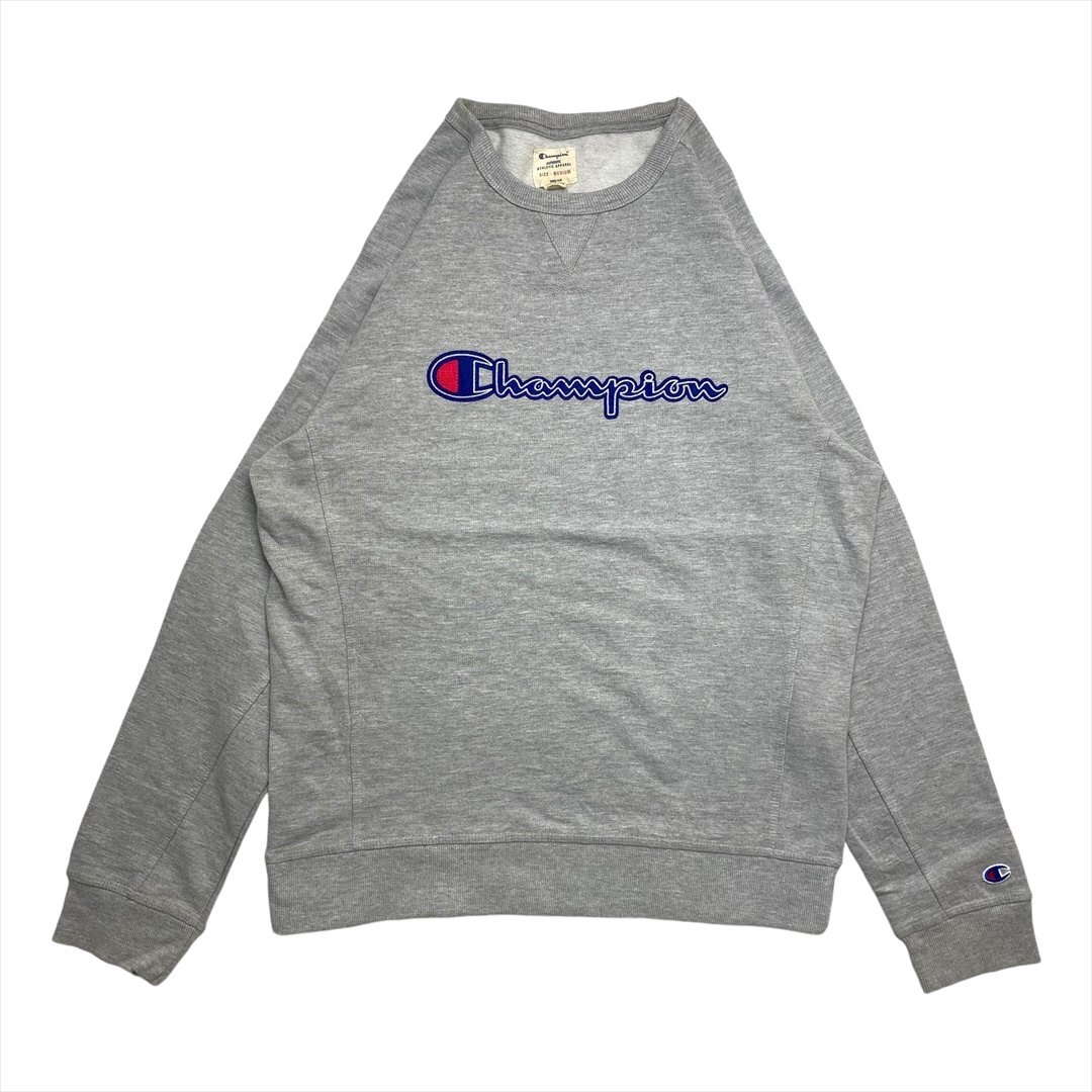 チャンピオン スウェット グレー Champion 古着 メンズ M 刺繍ロゴ 定番 シンプル クリーニング済み拍卖