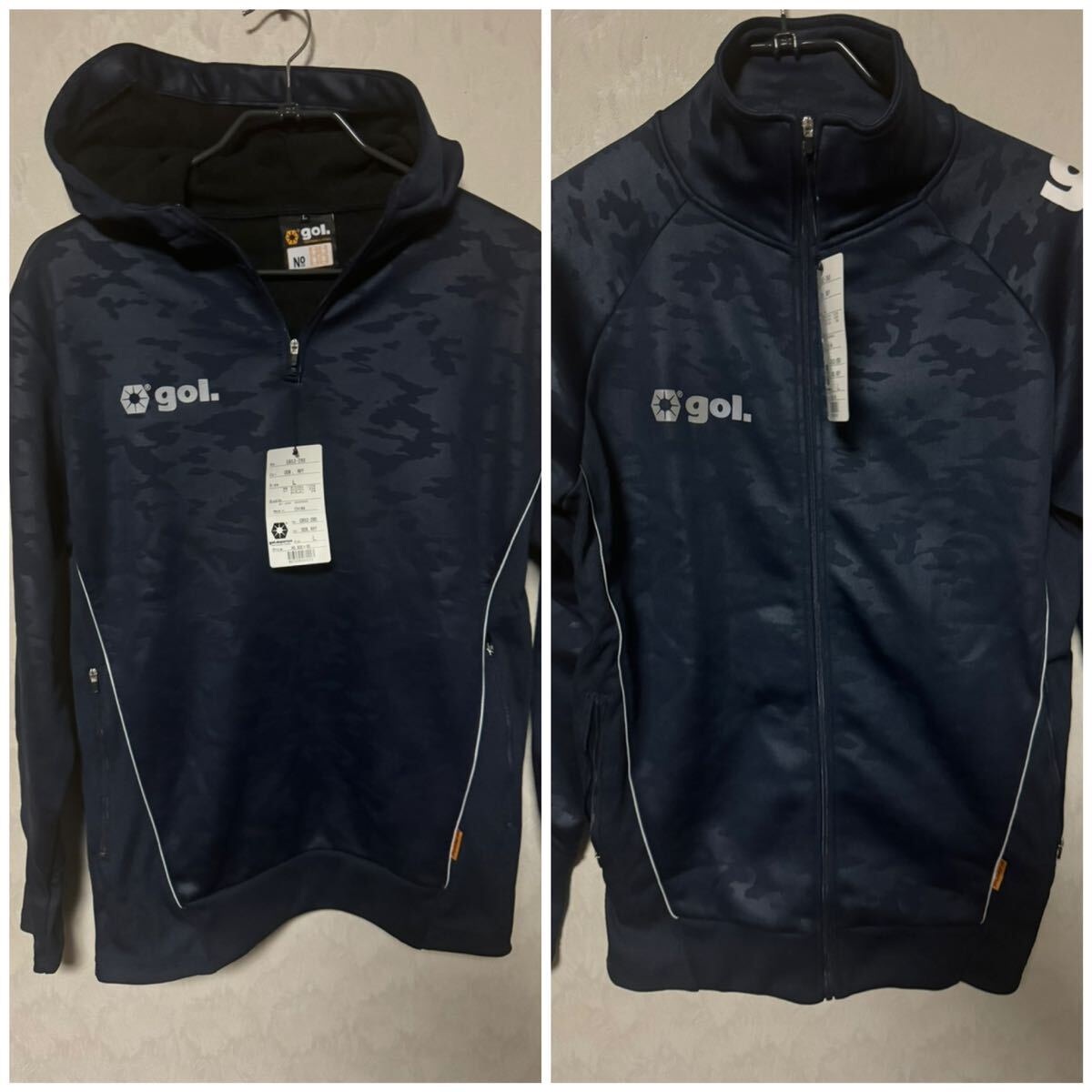 gol. ゴル パーカー ハーフジップ 新品Lサイズ 迷彩 ネイビー ZIP拍卖