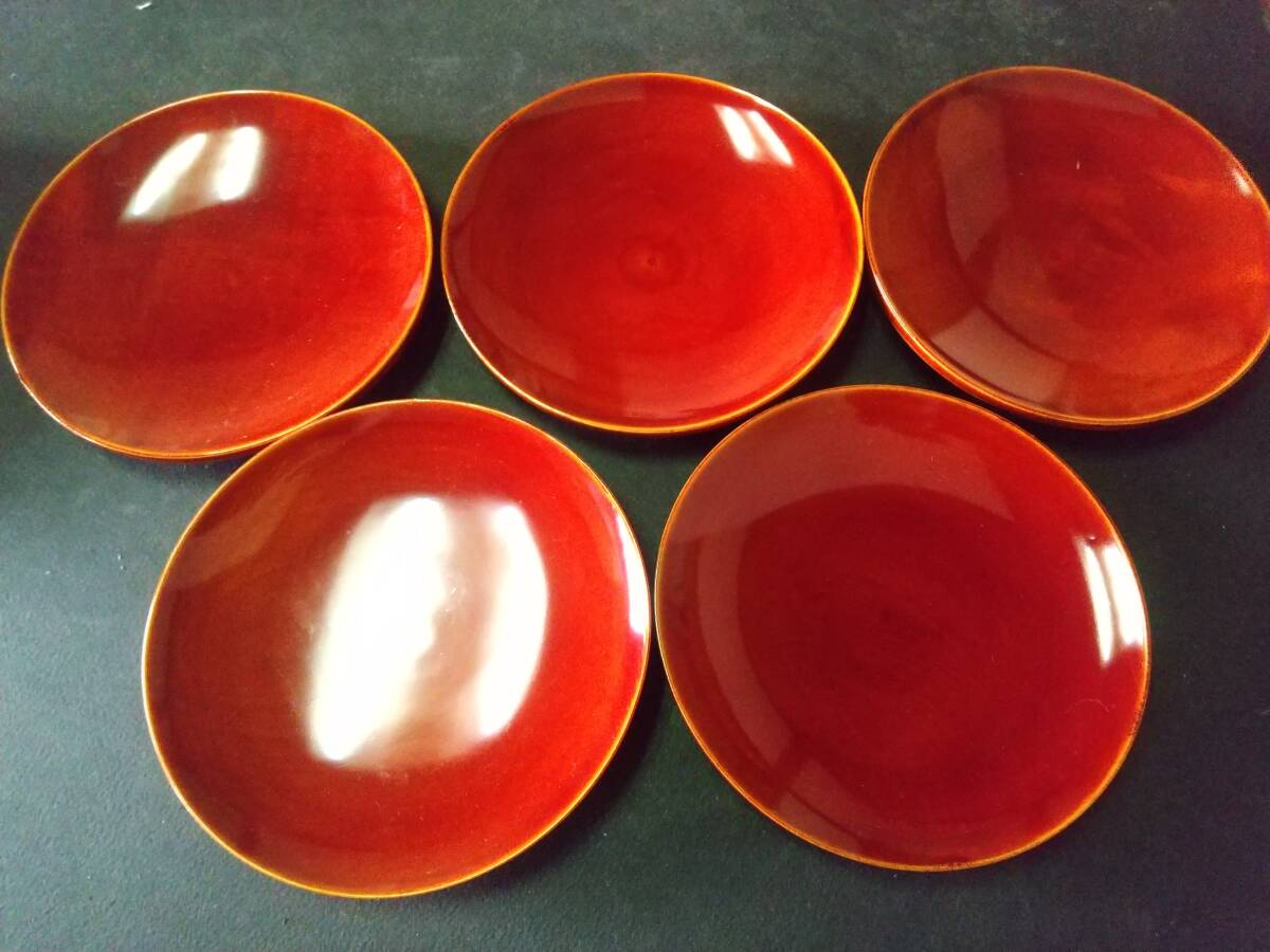 飛騨 春慶塗 小皿 5客拍卖