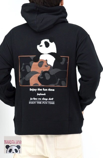 重なりパンダプルパーカー◆PANDIESTA JAPAN ブラックXXLサイズ 564321 パンディエスタジャパン スエット ユニセックス拍卖