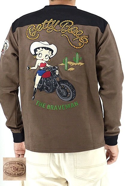 BR×BETTYコラボ 起毛プレーティング長袖Tシャツ◆The BRAVE-MAN アンバーLサイズ BBB-2448 ブレイブマン ベティーちゃん 刺繍 ロンT拍卖