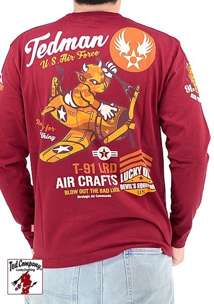 U.S.Air Force長袖Tシャツ◆TEDMAN/テッドマン ワインXLサイズ(サイズ44)TDLS-362 エフ商会 efu ロングTシャツ ミリタリー拍卖