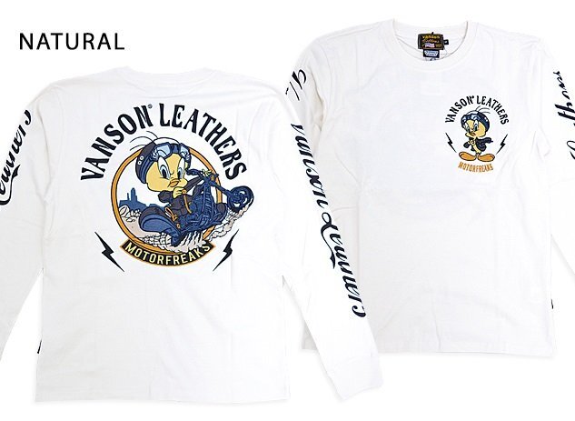 vvanson×LOONEY TUNES 天竺長袖Tシャツ◆vanson ナチュラルXLサイズ LTV-2401 バンソン ヴァンソン 刺繍 ルーニーチューンズ拍卖
