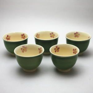 湯のみ 汲出し 萩桜 5客セット 武村利祥作 湯呑 湯呑み 湯飲 湯飲み 汲み出し 茶道具拍卖