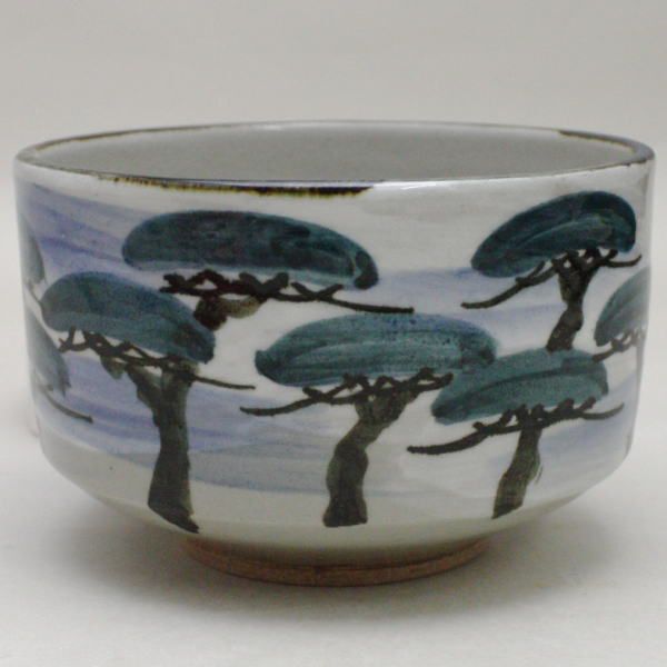 茶道具 抹茶茶碗 乾山写 松 松樹千年緑 荵ケ山省文字入 小峠葛芳 丹山窯作 茶道拍卖