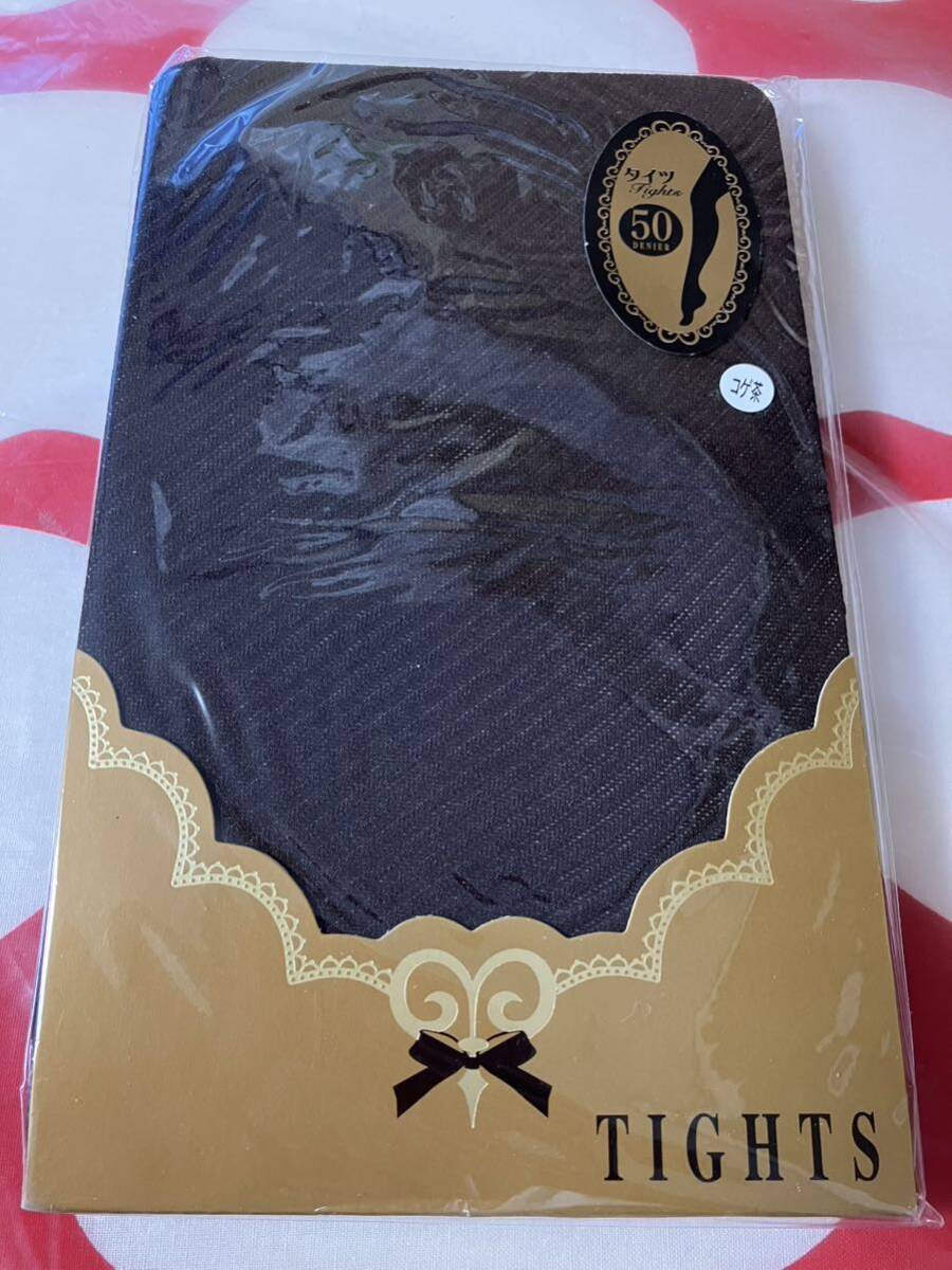 tutuanna 50デニール 柄 デザイン タイツ コゲ茶 チュチュアンナ tights M-L 拍卖