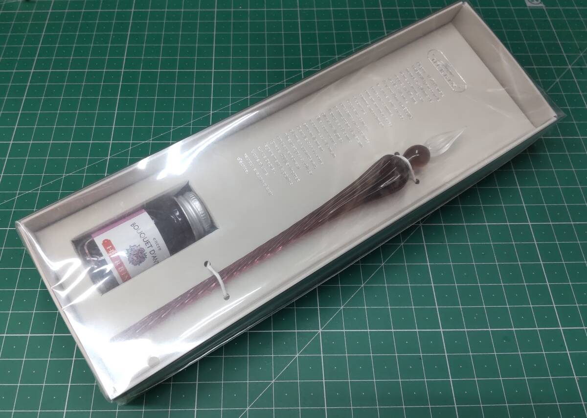 未使用品 エルバン(HERBIN) ガラスペン つむぎ&ミニインクセット hb21477set パープル アンティークブーケ●H4122拍卖