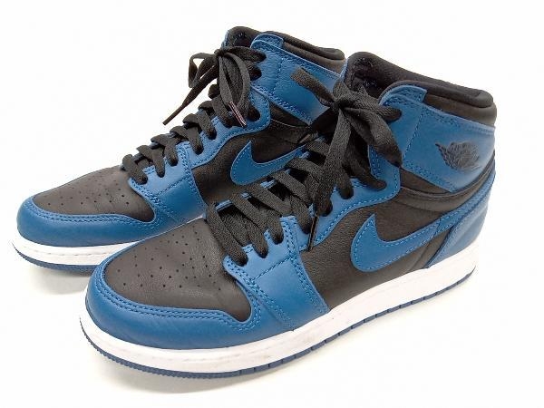 NIKE GS Air Jordan 1 Retro High OG 'Dark Marina Blue' 57441‐404 ナイキ GS エア ジョーダン 1 レトロ ハイ OG スニーカー 25cm拍卖