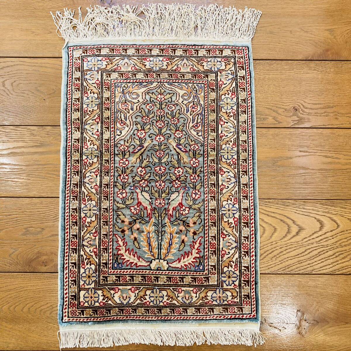 シルク 手織り絨毯 40×60cm 生命の樹 デザイン拍卖