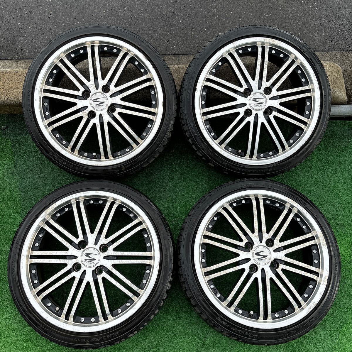 165/45R16 BRIDGESTONE PLAYZ アルミホイール付き! 16×5.5 4H 100+48 中古夏タイヤ 軽用 4本セット:30000円拍卖