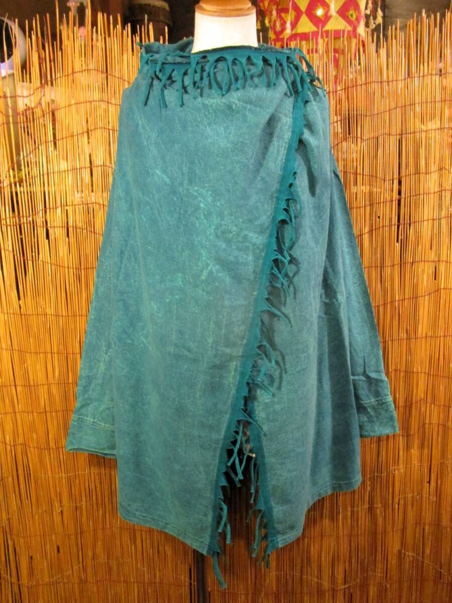 ③新品*男女兼用*ストーンウォッシュ加工*コットン素材*ゆったりサイズ*2WAY*フリンジ*スナフキン*旅人風コート拍卖