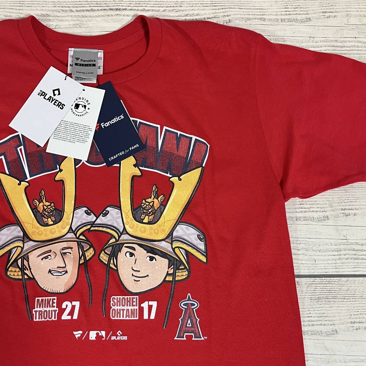 ★ 大谷翔平 ANGELS ★ Tシャツ Mサイズ 赤色 トラウタニ TROUTANI マイク・トラウト SHOHEI LA 兜パフォーマンス (タグ付き新品未使用)拍卖