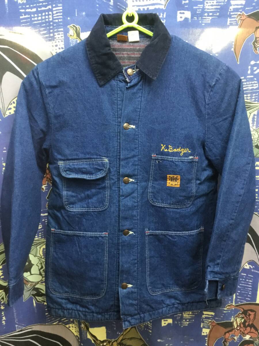 ヴィンテージ USA製 BIGBEN デニム カバーオール 裏ブランケット サイズ36 濃い目 刺繍拍卖