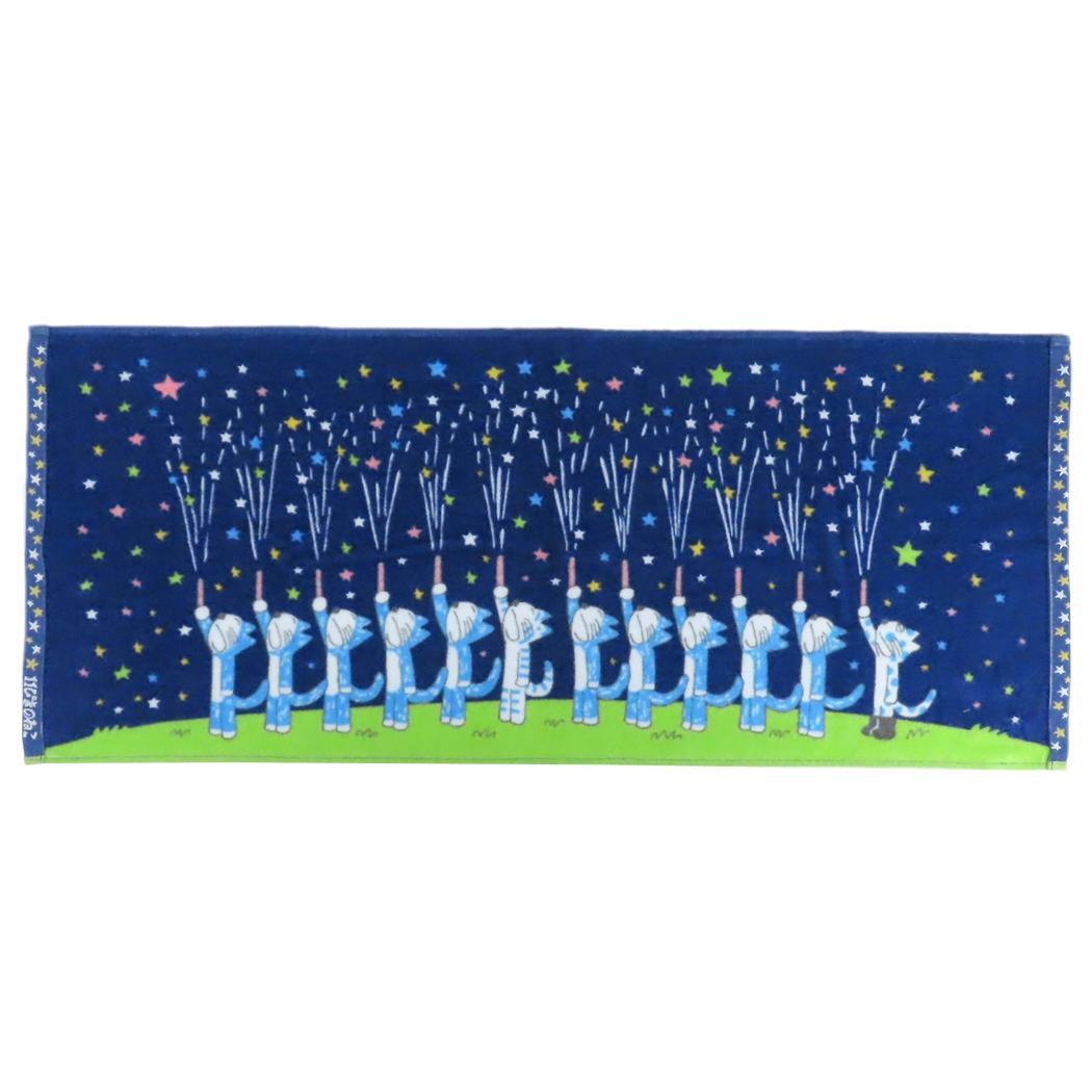 フェイスタオル 11ぴきのねこ ジャガードロングタオル ハナビキラキラ 林タオル拍卖