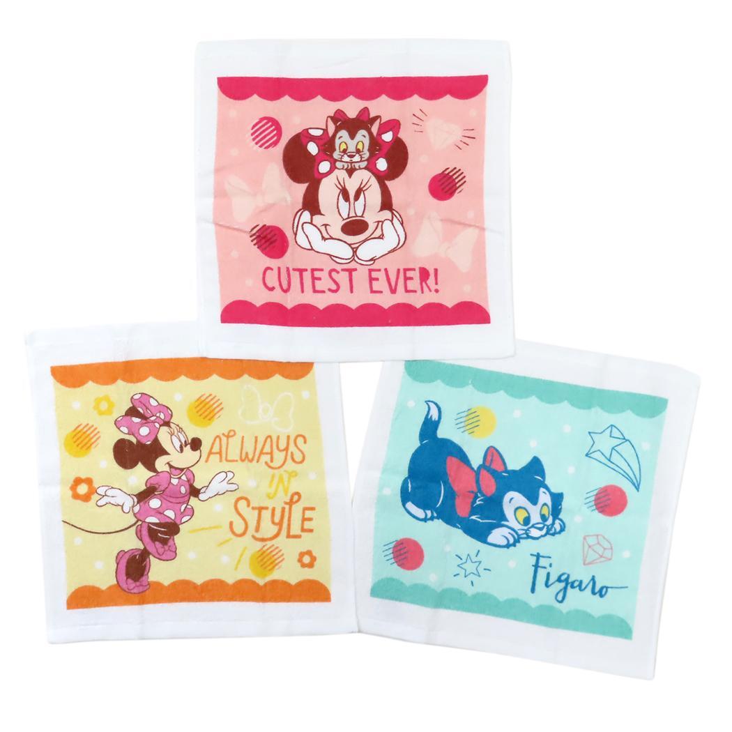 ミニーマウス ハンドタオル3枚組 ハンドタオル フリルスタイル ディズニー キャラクター拍卖