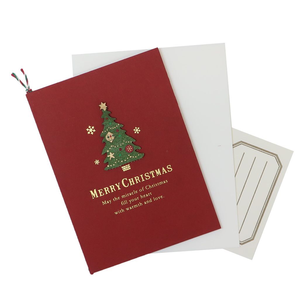 クリスマスカード Handmade card ウッドパーツカード デコレーションツリー APJ拍卖