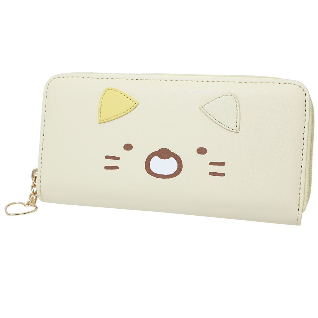 すみっコぐらし グッズ ロングウォレット キャラクター ラウンドファスナー長財布 フェイス柄 ねこ プレゼント 男の子 女の子 ギ拍卖
