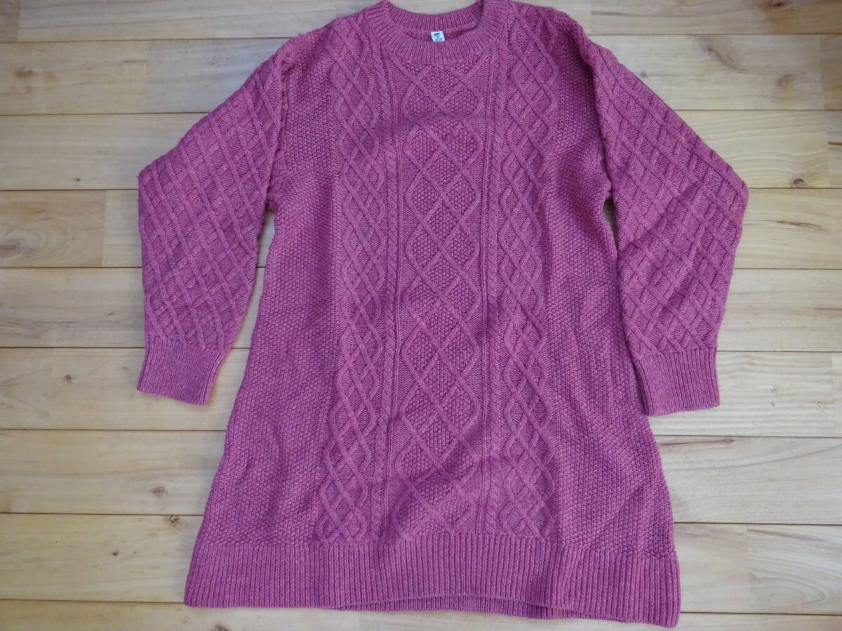 ★ ユニクロ ピンク色ニットワンピース140cm ★USED拍卖
