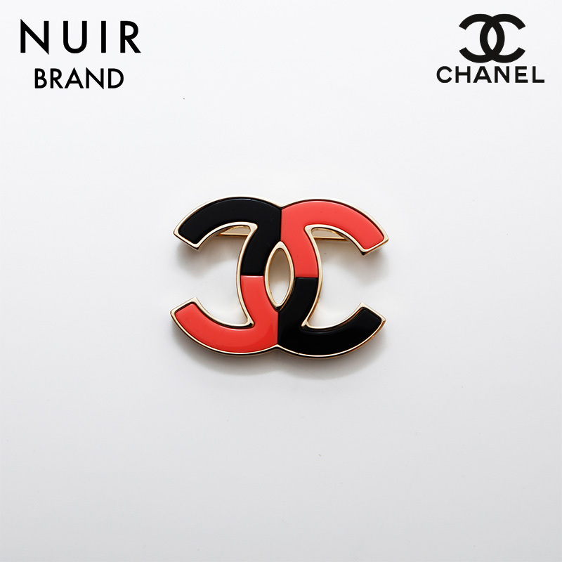 シャネル CHANEL ブローチ B23C ココマーク バイカラー ブラック & ピンク ゴールド拍卖