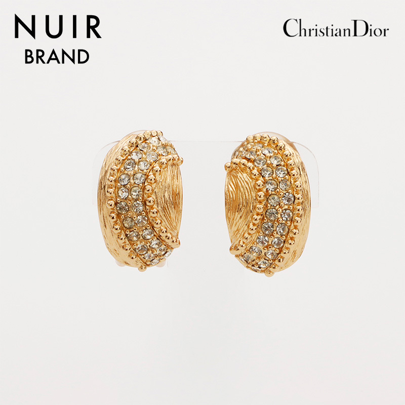 クリスチャンディオール Christian Dior イヤリング ヴィンテージ ラインストーン ゴールド拍卖