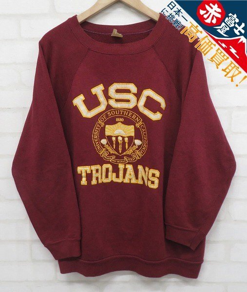 8T5180/TULTEX USC UNIVERSITY OF SOUTHERN CALIFORNIA TROJANS ラグランスウェット USA製 タルテックス カレッジ ビンテージ拍卖