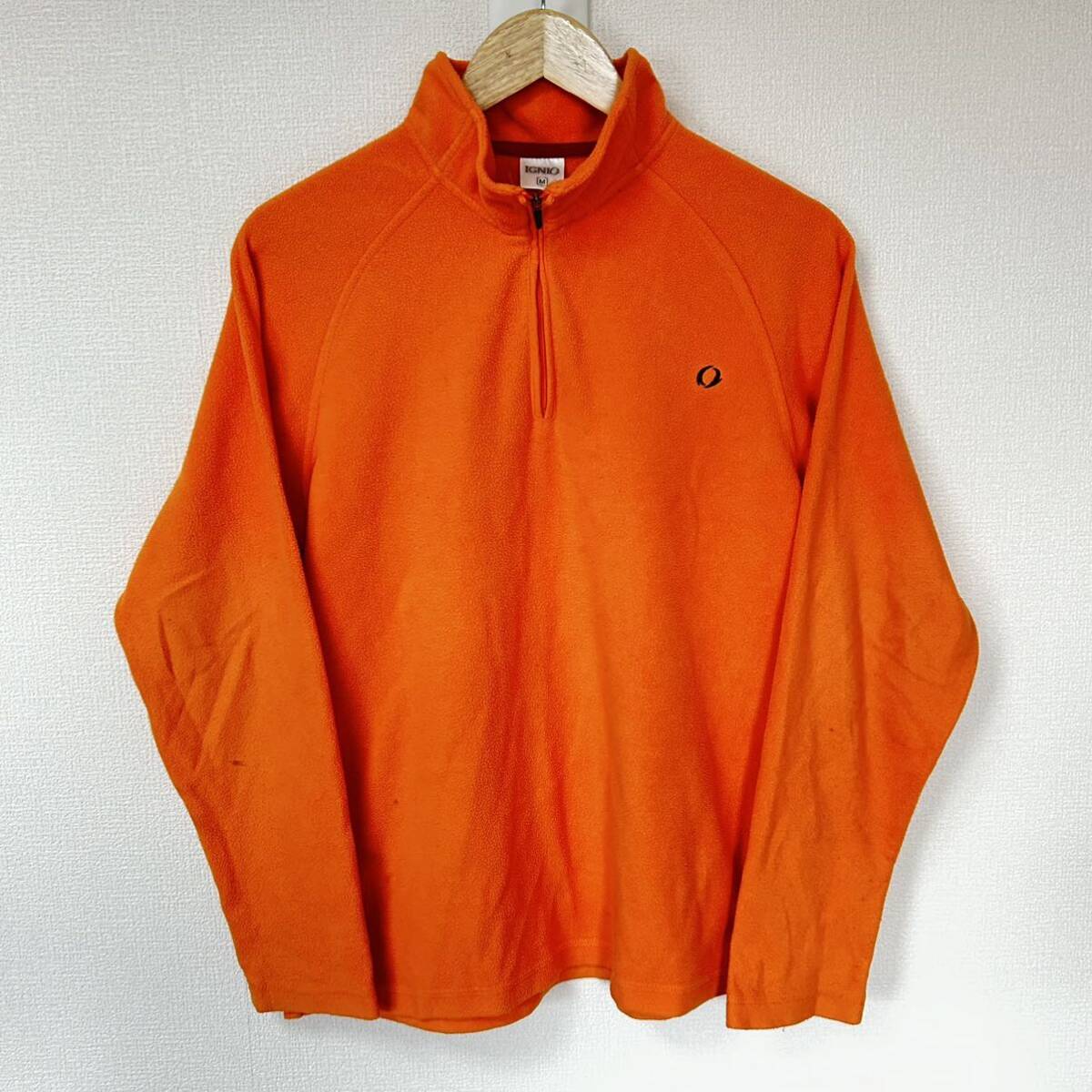 ゴルフにも◎【IGNIO】イグニオ ハーフジップ フリーストップス プルオーバー 無地 シンプル アウトドア 紳士 オレンジ メンズM/Y17340YY拍卖
