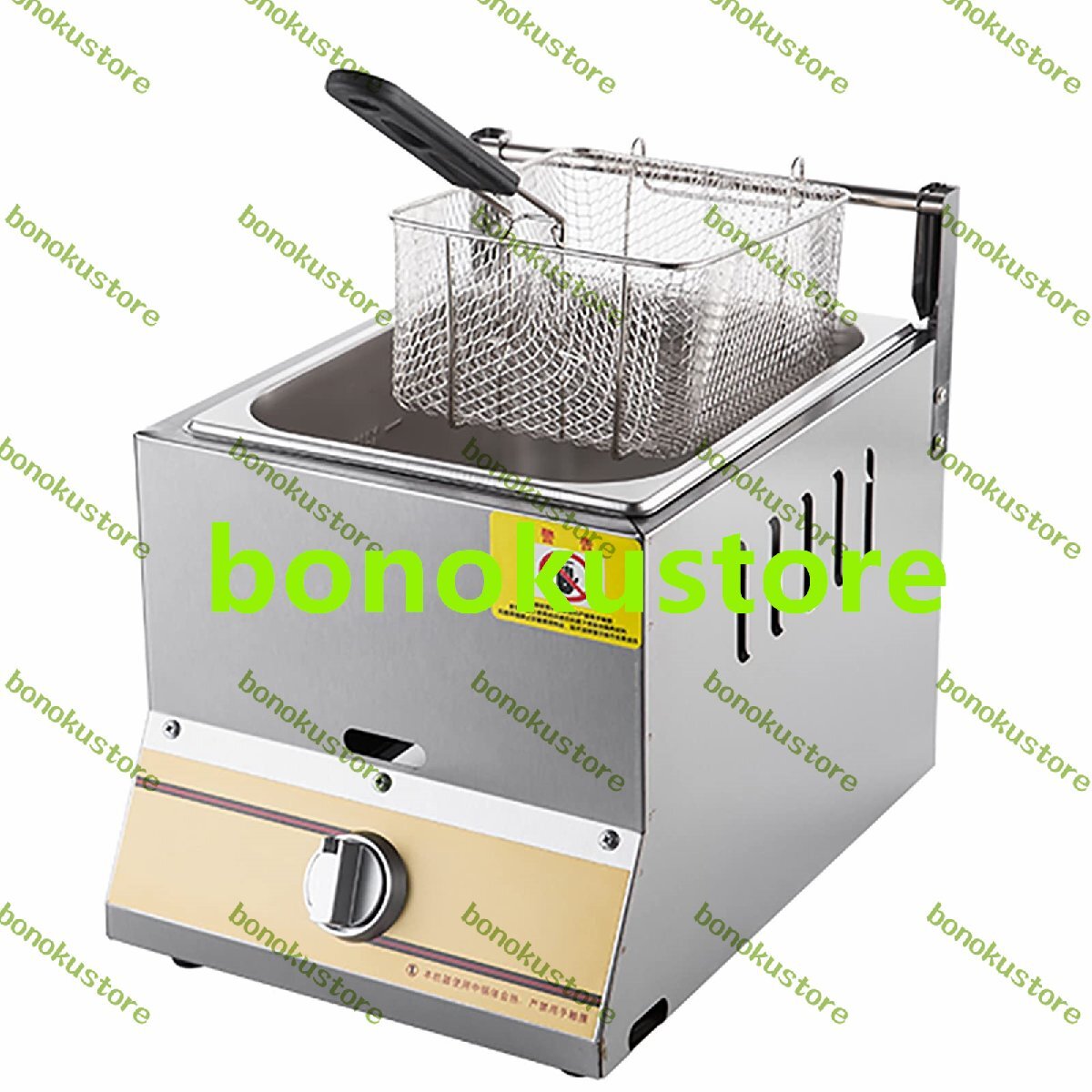 バスケットと蓋付きの10L業務用カウンタートップガスフライヤー ガスディープフライヤー フライドポテトレストランホームキッチン用拍卖