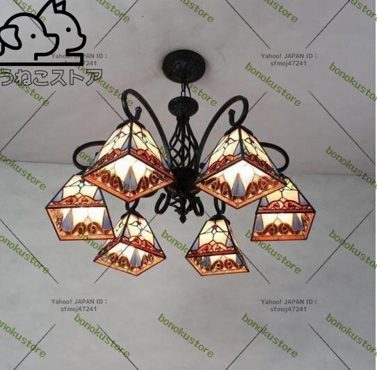 特売!極美品 ステンドグラス ペンダントライト 豪華天井照明ステンドグラスランプ ガラス工芸品 レトロな雰囲気がおしゃれ拍卖