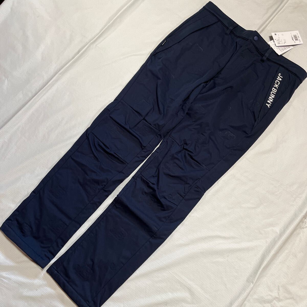 新品正規品 ジャックバニー パーリーゲイツ サイズ4 高周波 ボンディング 暖パン ネイビー裏起毛フリース テーパードパンツ 美脚 送料無料拍卖