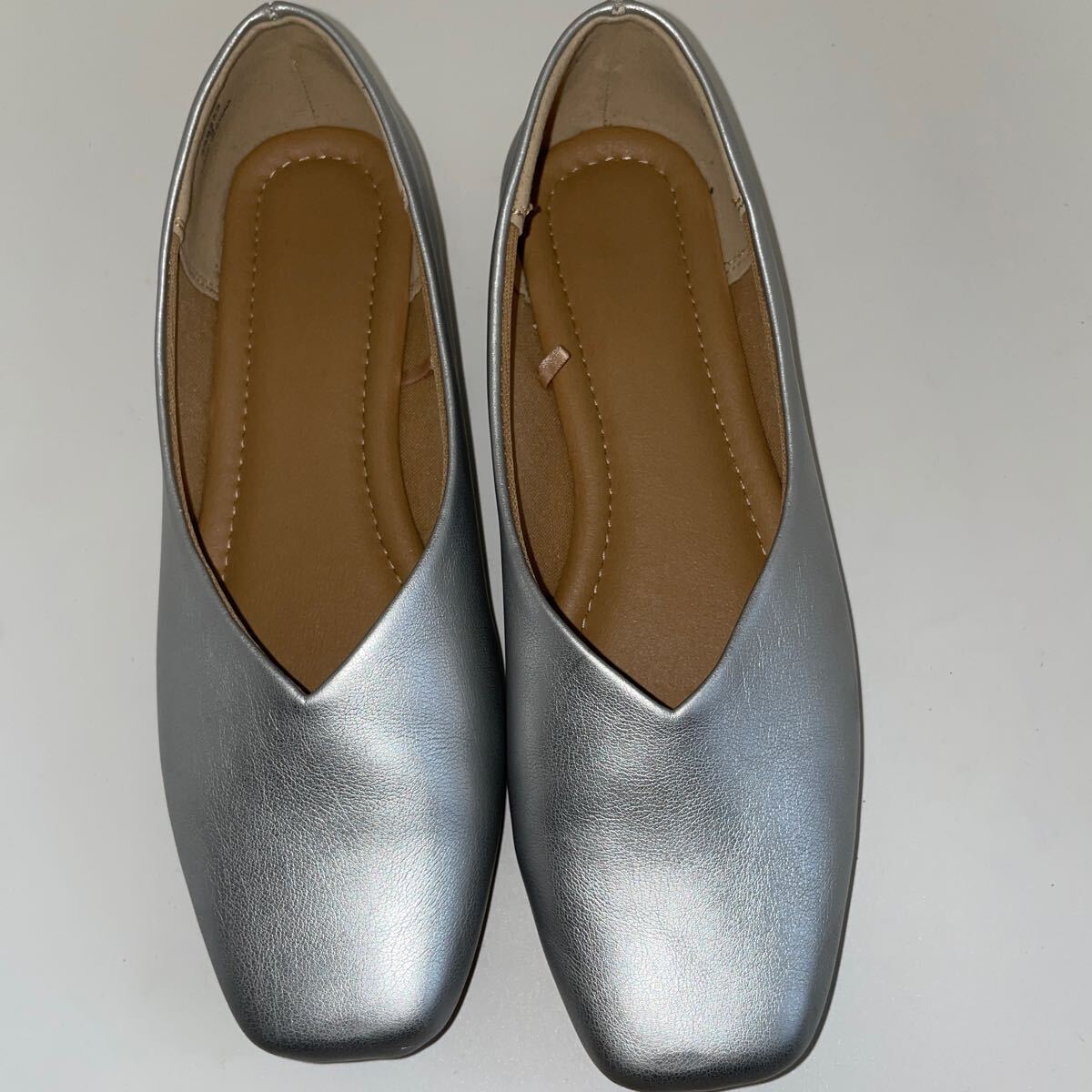 中古★GU★シルバー★ペタンコパンプス★Sサイズ拍卖