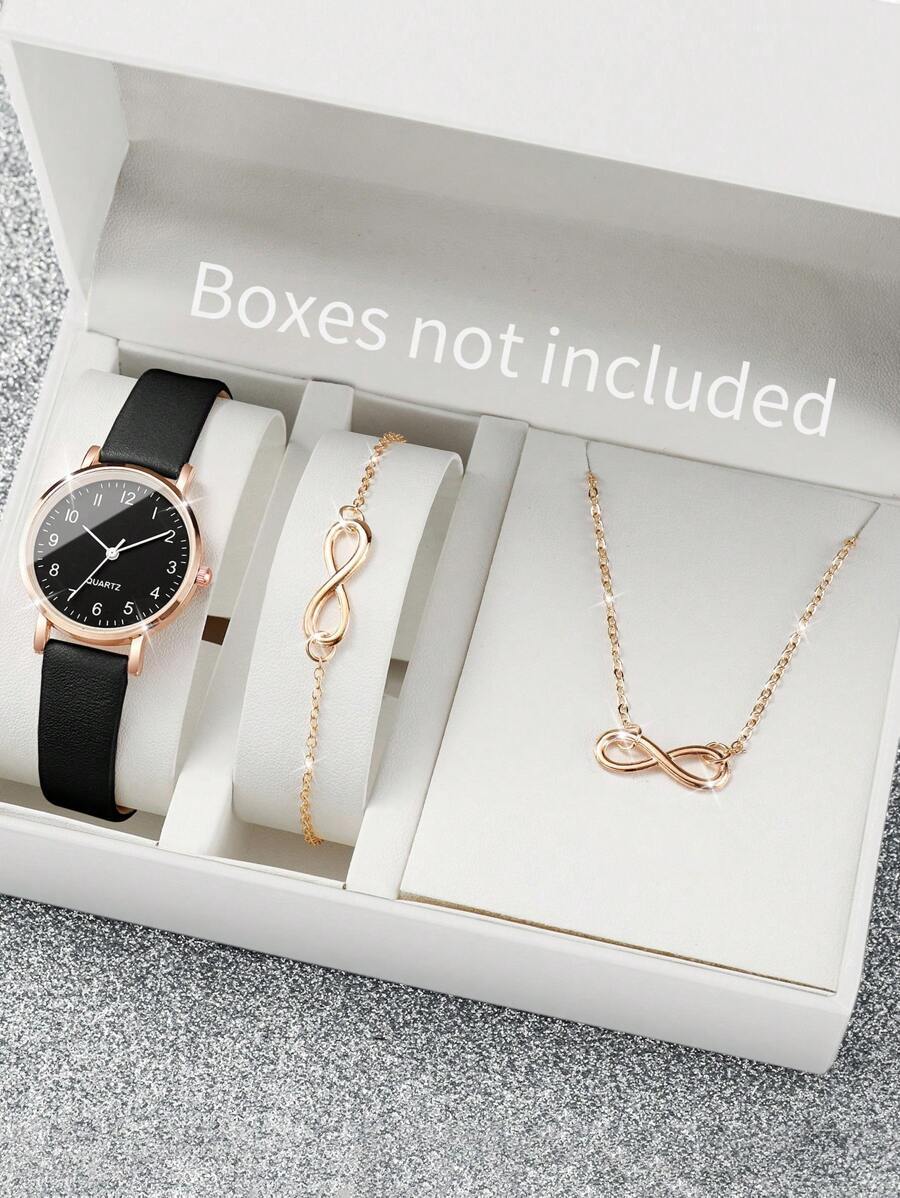 腕時計 レディース セット ミニマルデザイン 女性用クォーツ腕時計 3個セット ファッションベルト付き拍卖