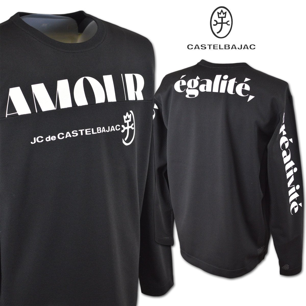 3割引【カステルバジャック】メンズ セーター L(48) 黒 7214361111-99 CASTELBAJAC カジュアル ゴルフ おしゃれ 長袖Tシャツ @拍卖