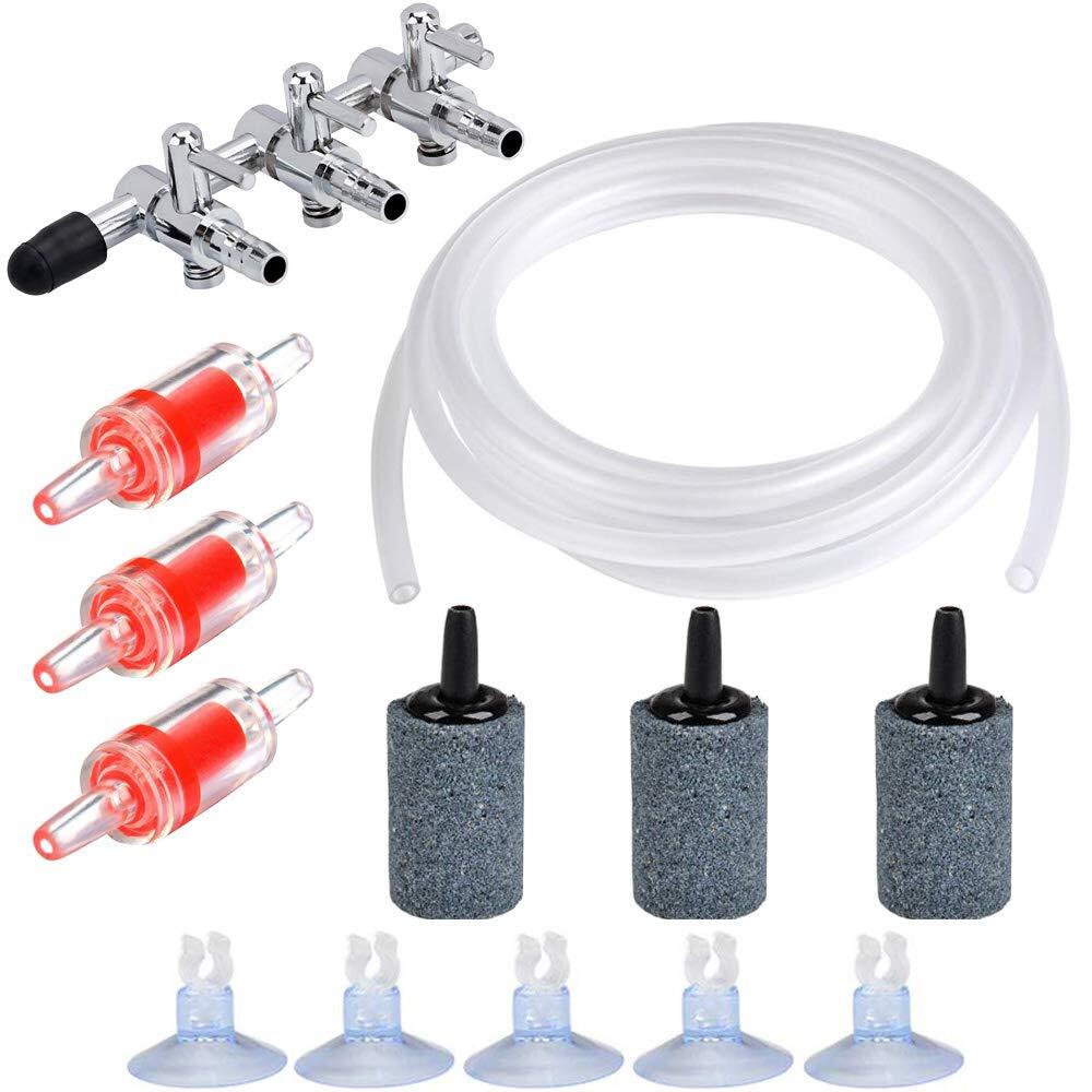 CTRICALVER エアチューブ 3分岐 & 逆流防止弁 & キスゴム 水槽 エアーポンプ エアレーション アクアリウ拍卖