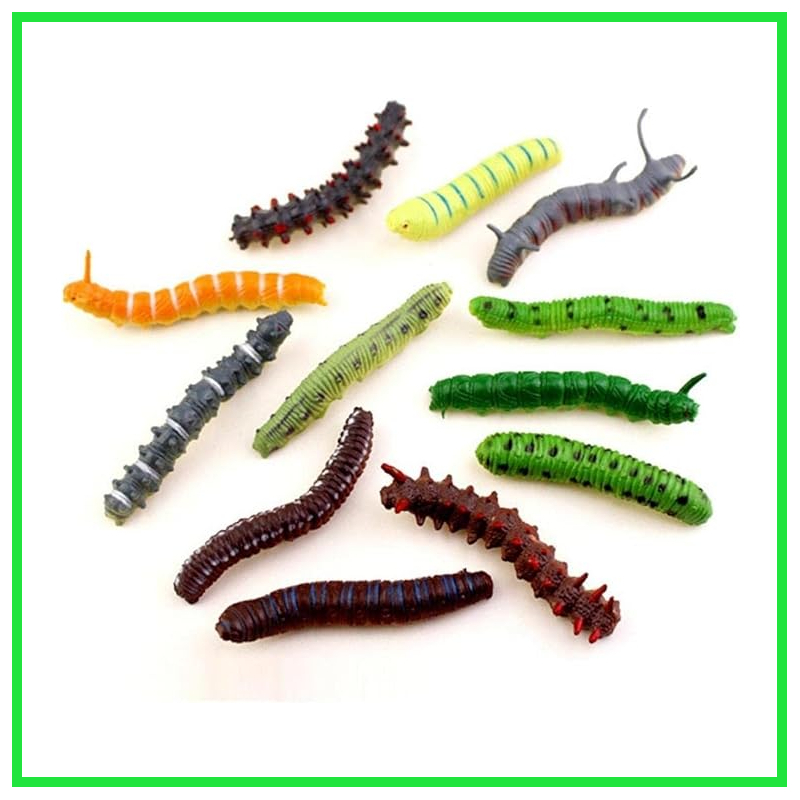 ◆毛虫 偽ワームクロール 昆虫 教育 学習 おもちゃ ランダムな色 12個セット拍卖