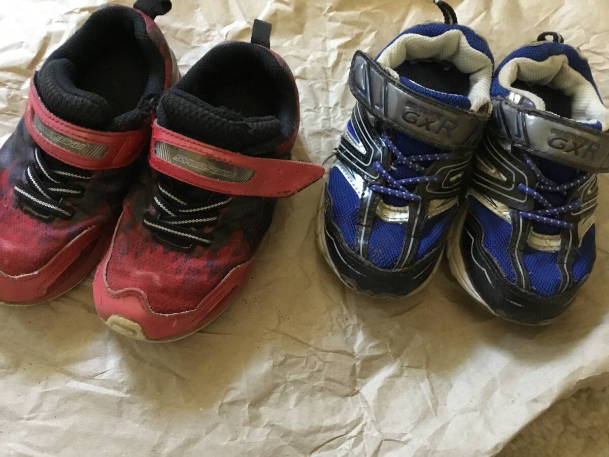 男児 シューズ スニーカー 運動靴 しゅんそく など 16~17cm 中古 赤 青拍卖