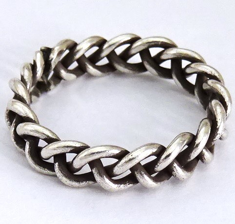 ◆カレンシルバー リング 編み込み◆カレン族・karen silver◆約16号◆編込み銀細工【24tr10a】拍卖