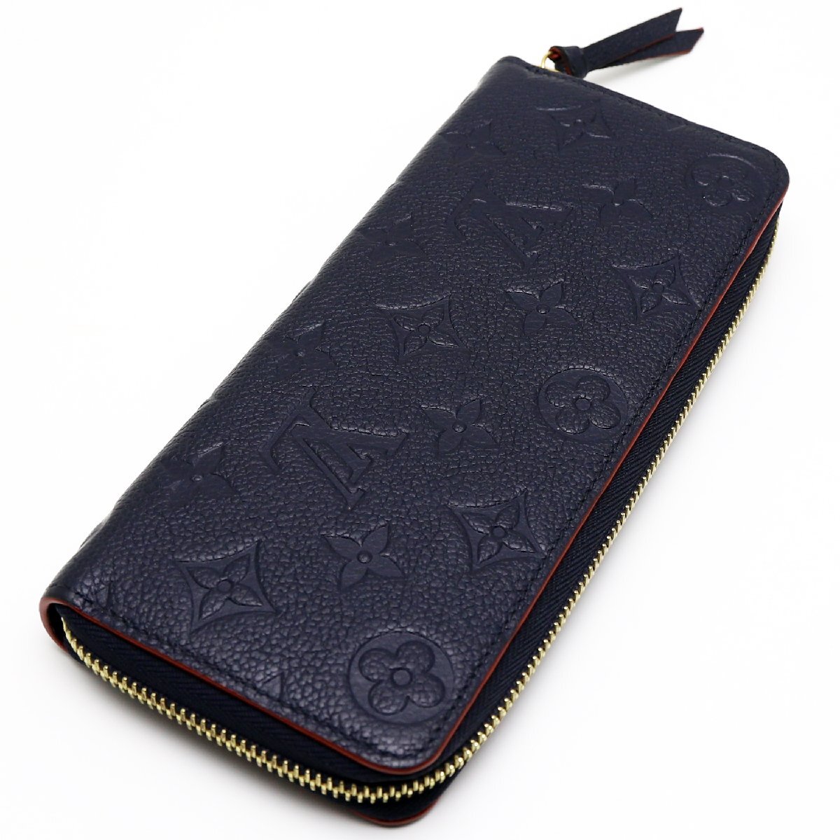 中古良品 ルイヴィトン モノグラム・アンプラント ポルトフォイユ クレマンス マリーヌルージュ ラウンドファスナー 長財布 M69415拍卖