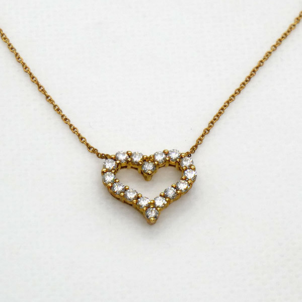 中古品 ティファニー TIFFANY&Co. センチメンタル ハート ネックレス スモール レディース ダイヤモンド 750YG拍卖