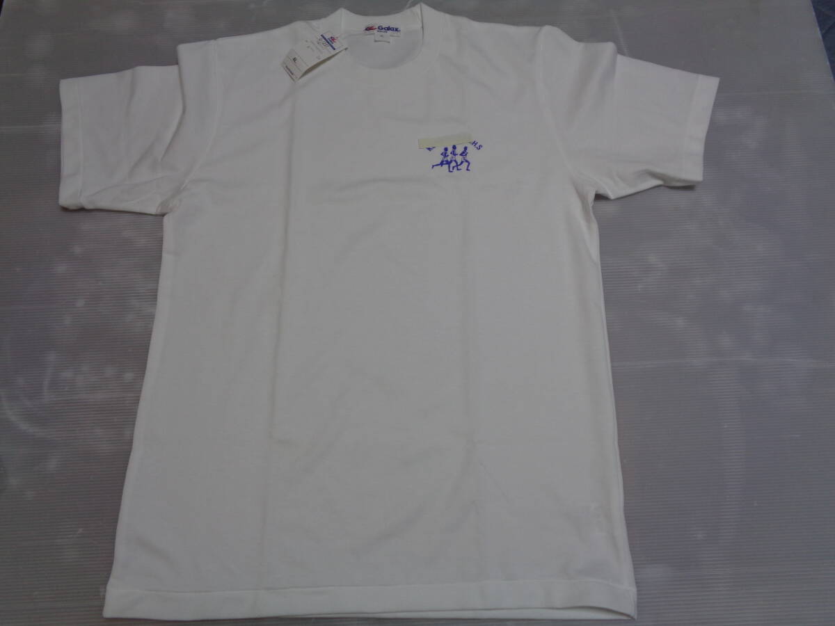 4L 白×白 高校 Gー1237 GALAX ギャレックス 綿 ポリ 半袖 Tシャツ 体操着 体操服 レトロ 未使用保管汚れ拍卖