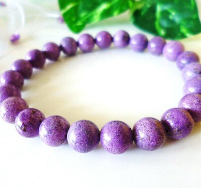 ☆希少☆高貴エネルギー☆意識改革の石☆支配・束縛からの解放☆自己表現力開花☆合理的な思考・行動☆パープライト☆8mm☆16cm☆拍卖