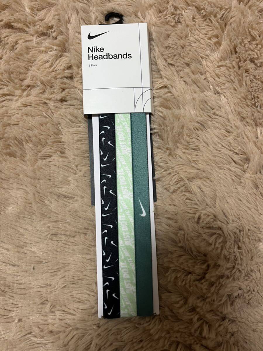 ナイキ(NIKE) プリント ヘッドバンド 3本パック グリーン拍卖
