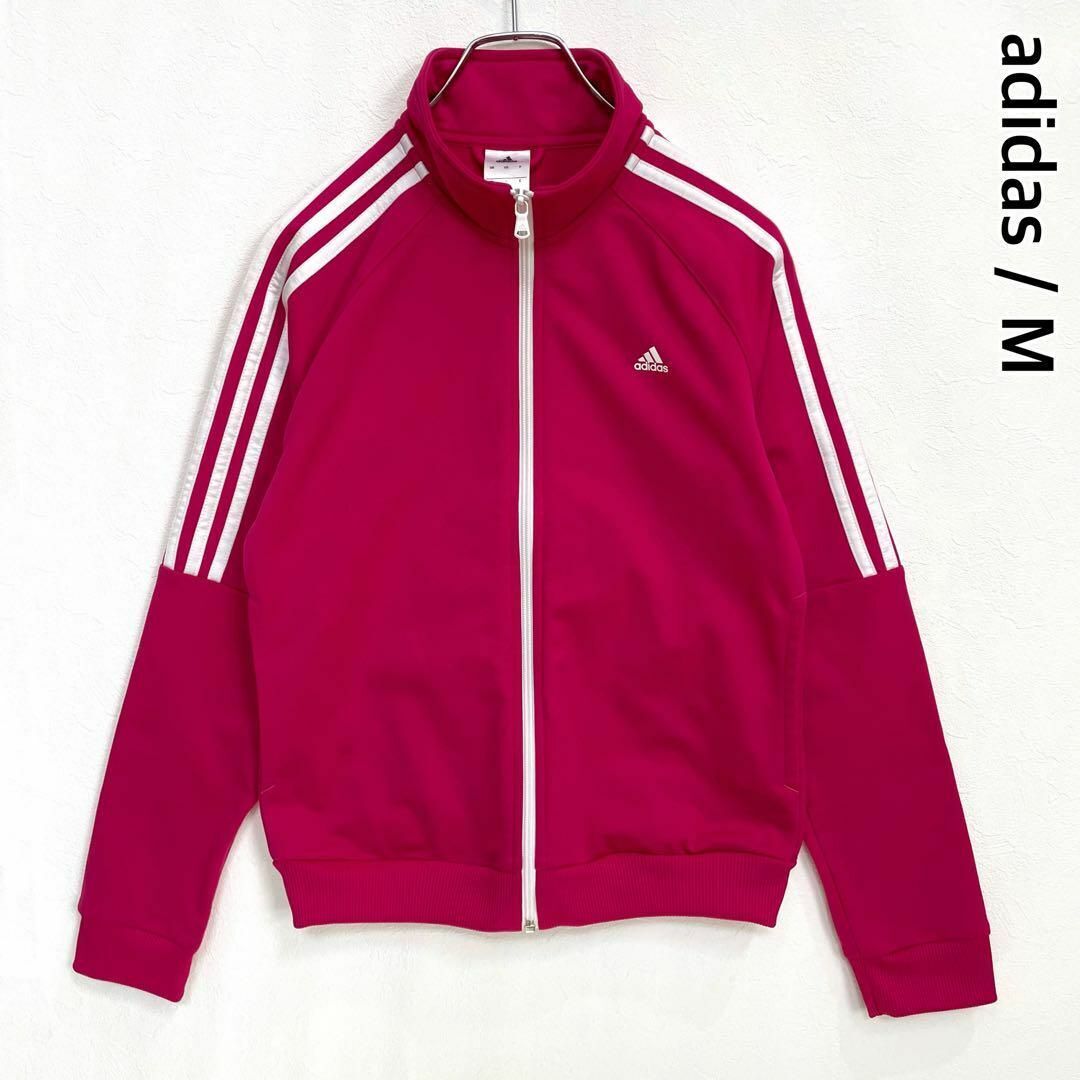 アディダス トラックジャケット ジャージ プリントロゴ ジップアップ Mサイズ ピンク adidas拍卖