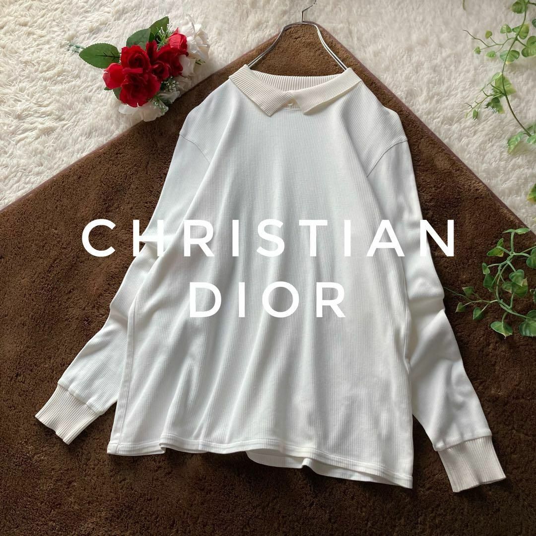 クリスチャンディオール ヴィンテージ 長袖リブカットソー アイボリー コットン100% Sサイズ Christian Dior SPORTS拍卖