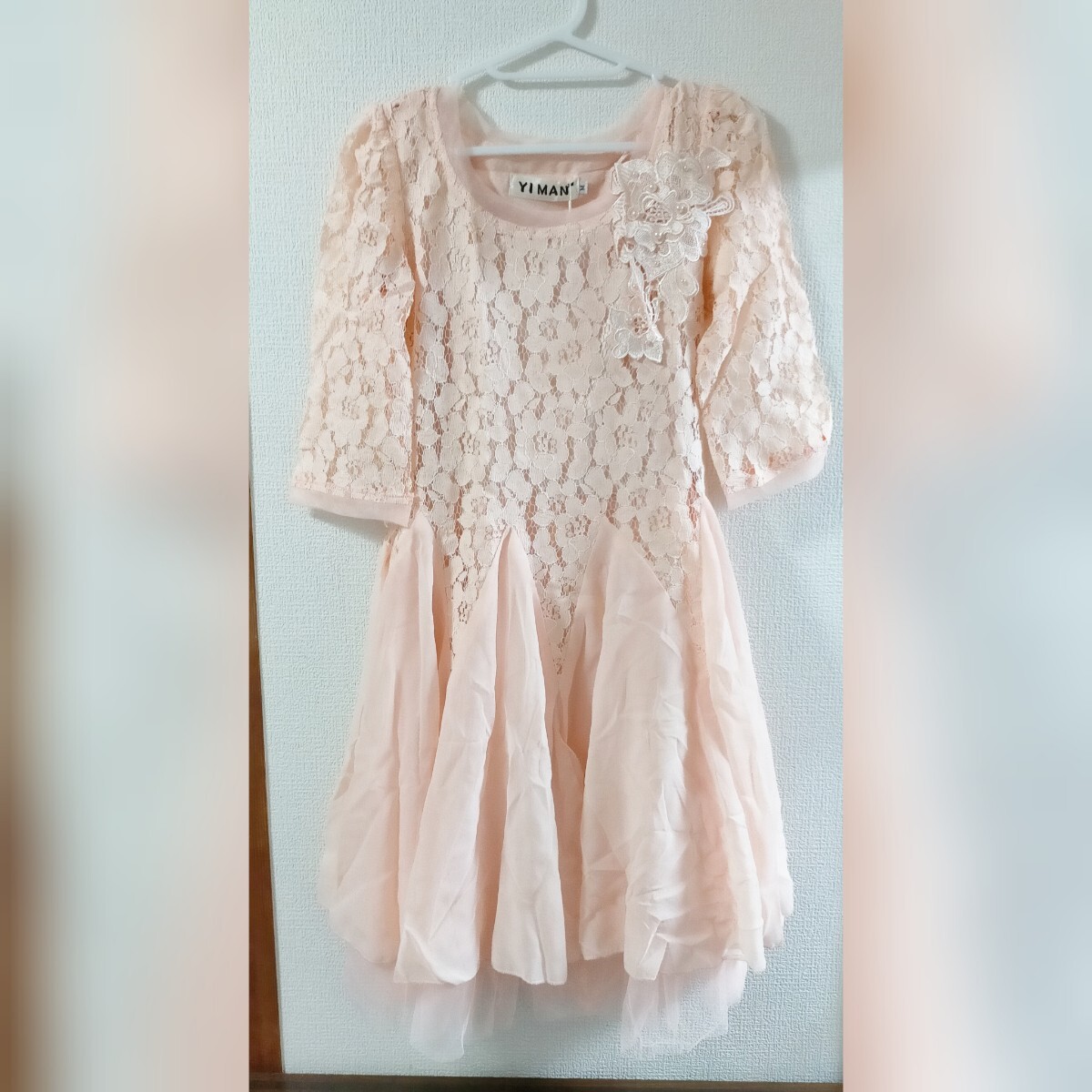 【未使用】 Mサイズ ワンピース 花柄 レース ひざ丈拍卖