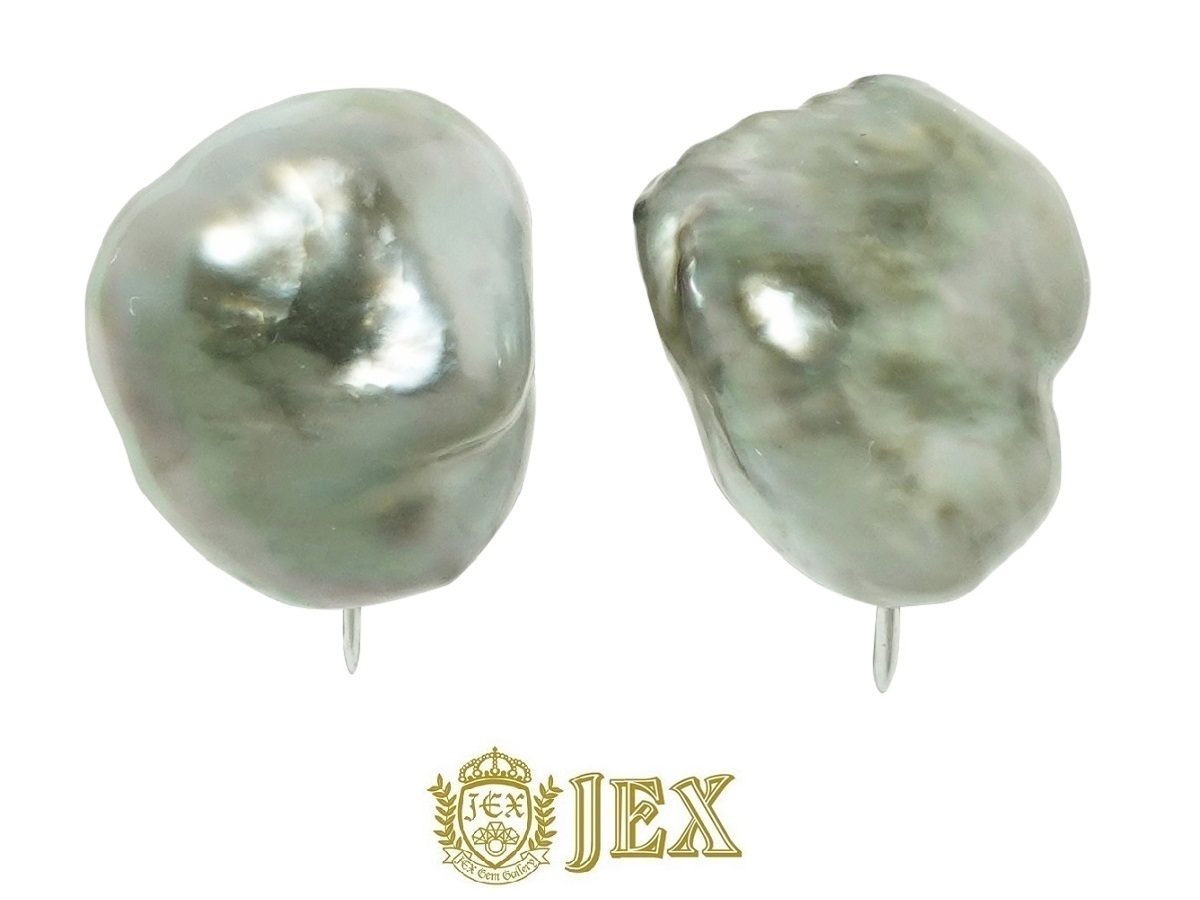 Black Pearl K14WG黒蝶ケシパールピアス NO.48500拍卖